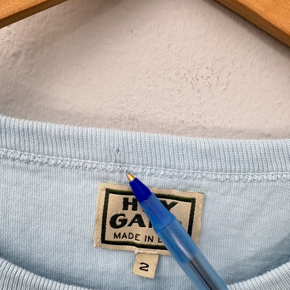 Hey Gang Boxy T Shirt Women Size 2 Light Blue Short Sleeve Flaw - Picture 4 of 11